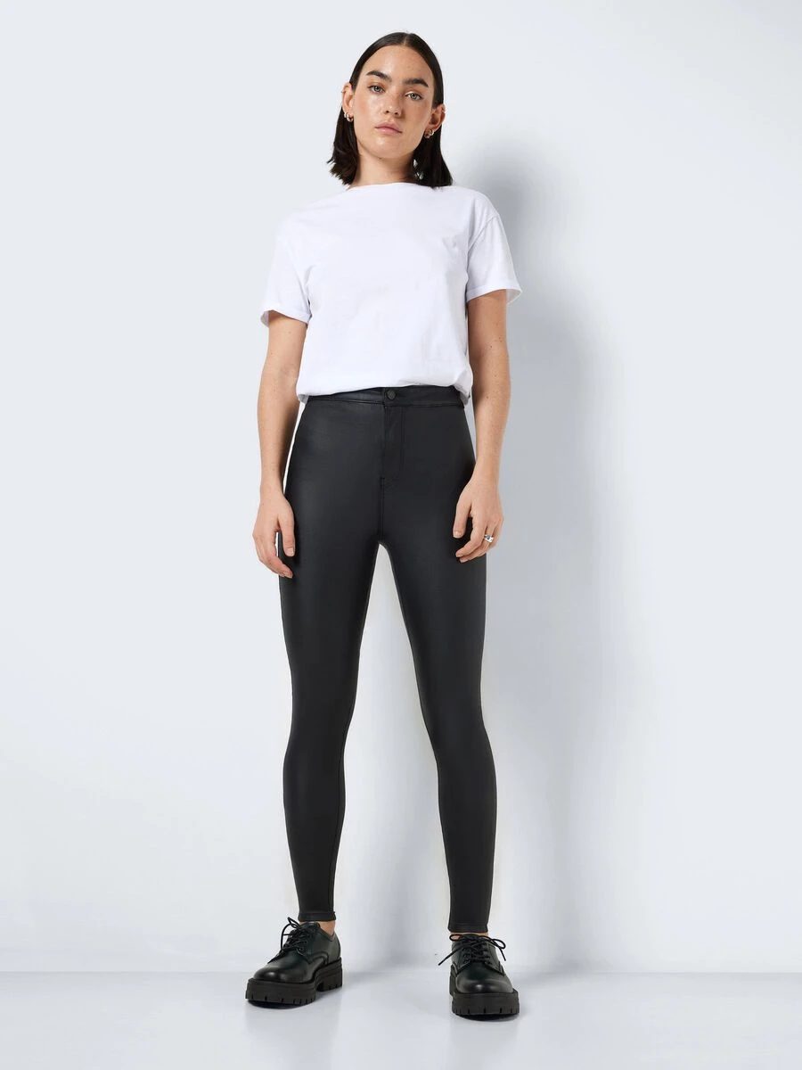 Noisy May NMELLA COATED SLIM FIT TROUSERS