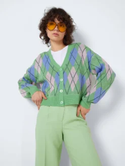 Noisy May CHEQUERED KNITTED CARDIGAN