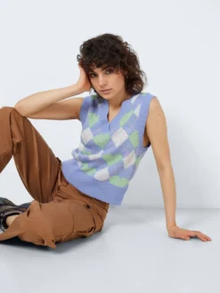 Noisy May CHEQUERED KNITTED TOP