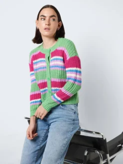 Noisy May STRIPED KNITTED CARDIGAN