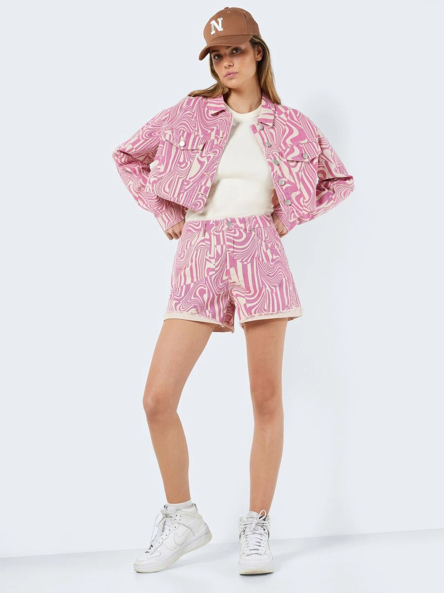 Noisy May HIGH WAISTED PRINTET DENIM SHORTS