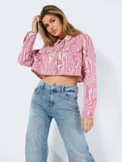 Noisy May CROPPED PRINTET DENIM JACKET