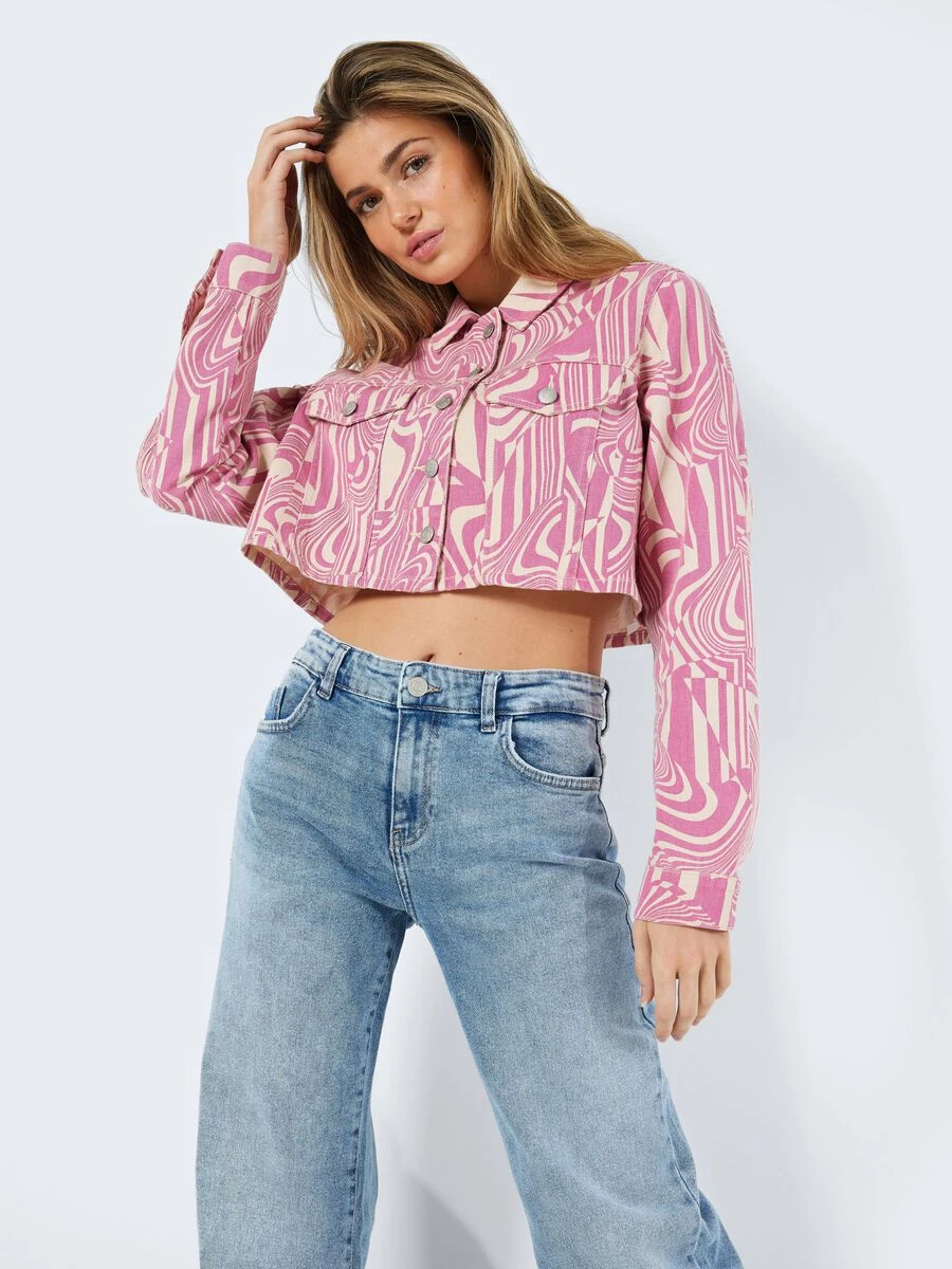 Noisy May CROPPED PRINTET DENIM JACKET
