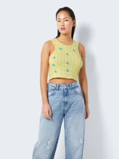 Noisy May EMBROIDERED KNITTED TOP