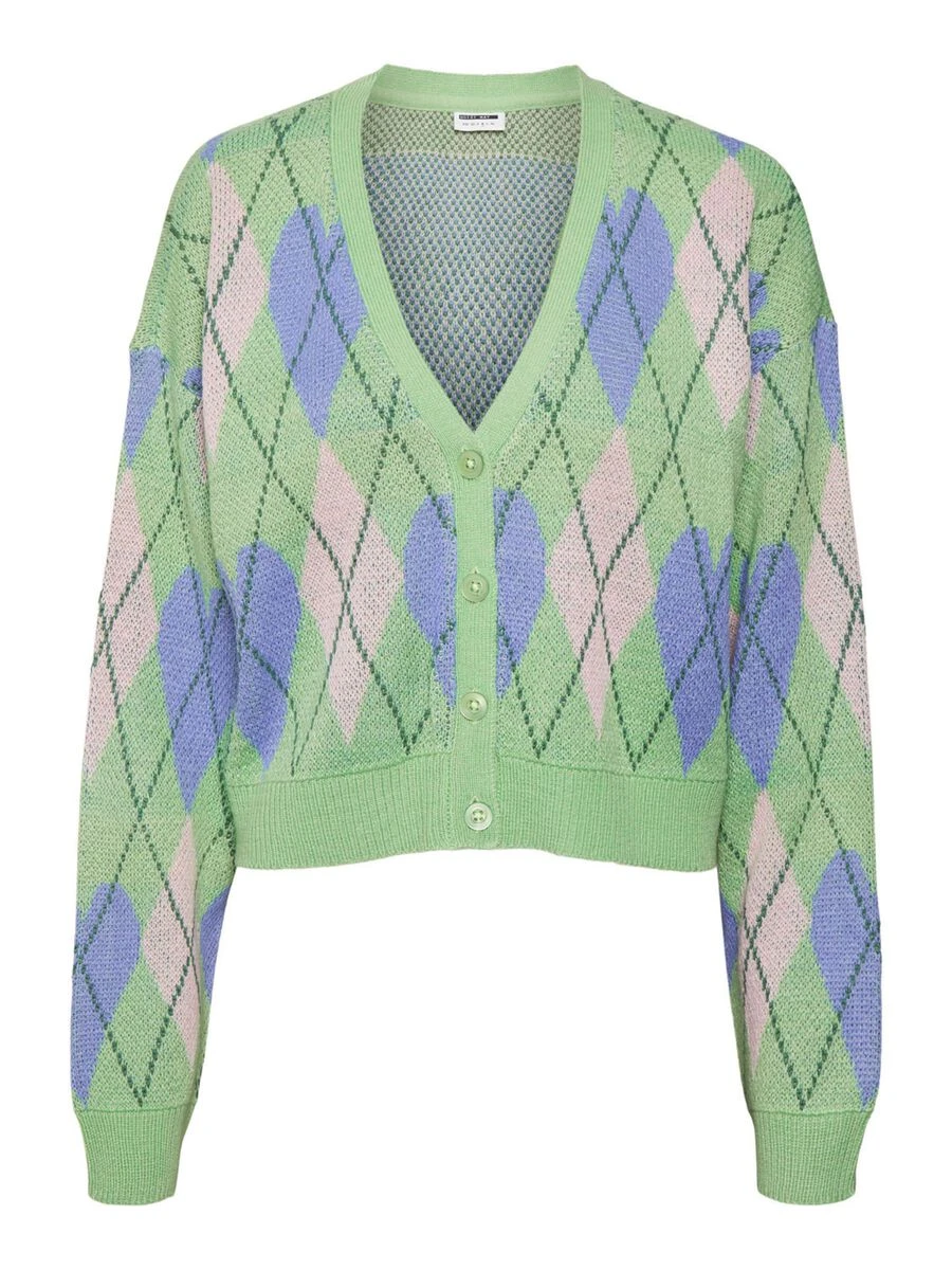 Noisy May CURVE CHEQUERED KNITTED CARDIGAN - Image 6
