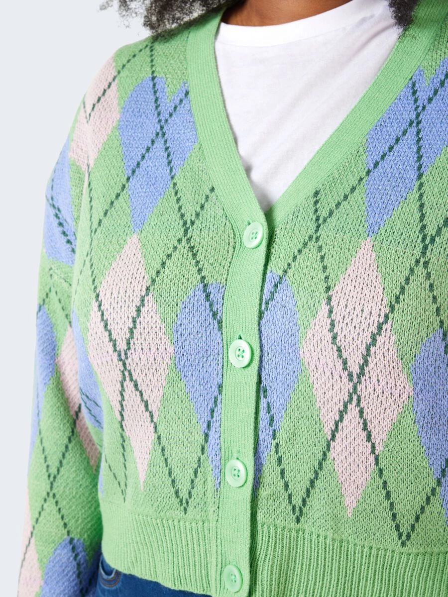 Noisy May CURVE CHEQUERED KNITTED CARDIGAN - Image 5