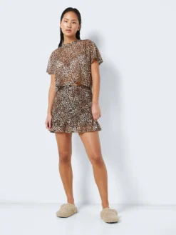 Noisy May SHORT LEOPARD PRINTED SKIRT