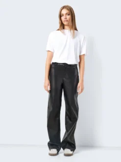 Noisy May HIGH WAISTED FAUX LEATHER TROUSERS