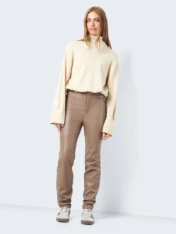 Noisy May CROPPED FAUX LEATHER TROUSERS