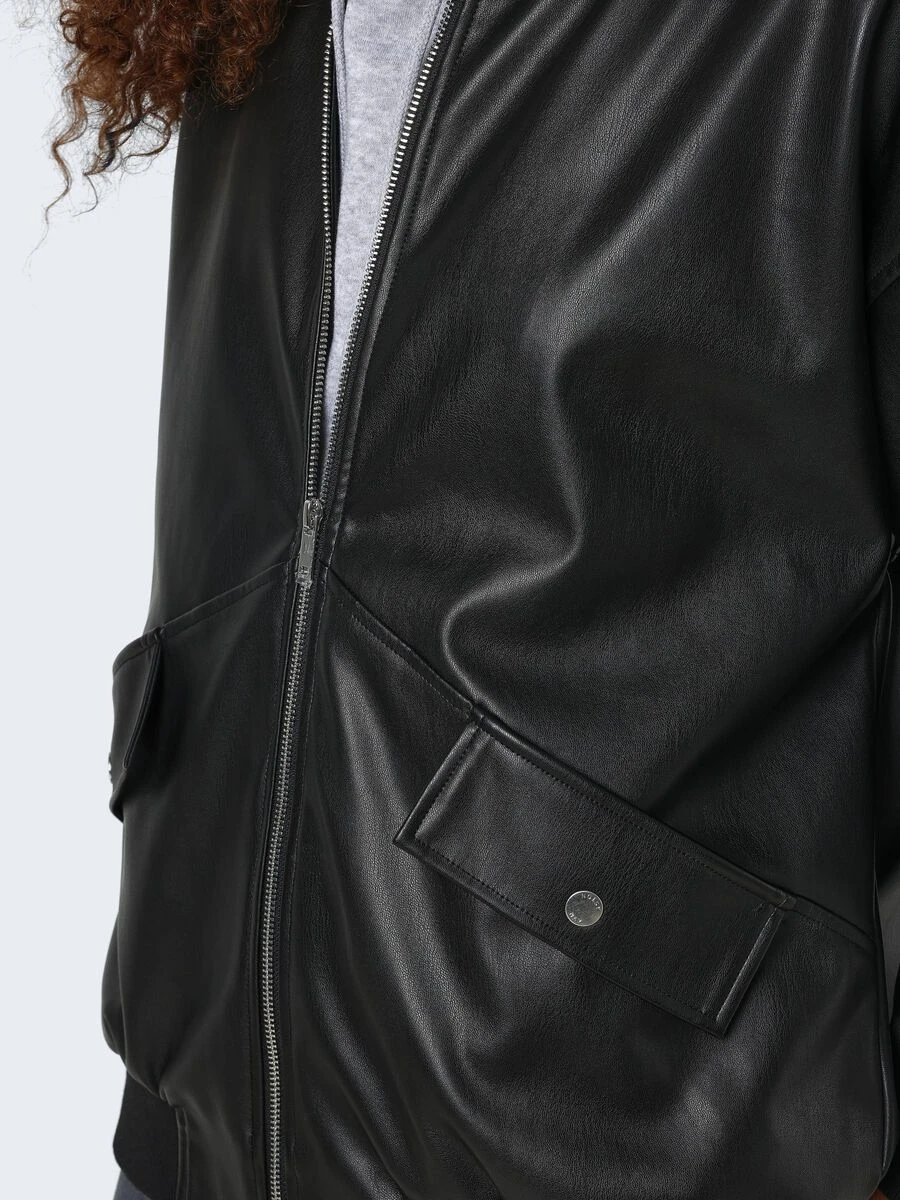 Noisy May FAUX LEATHER BOMBER JACKET - Image 5