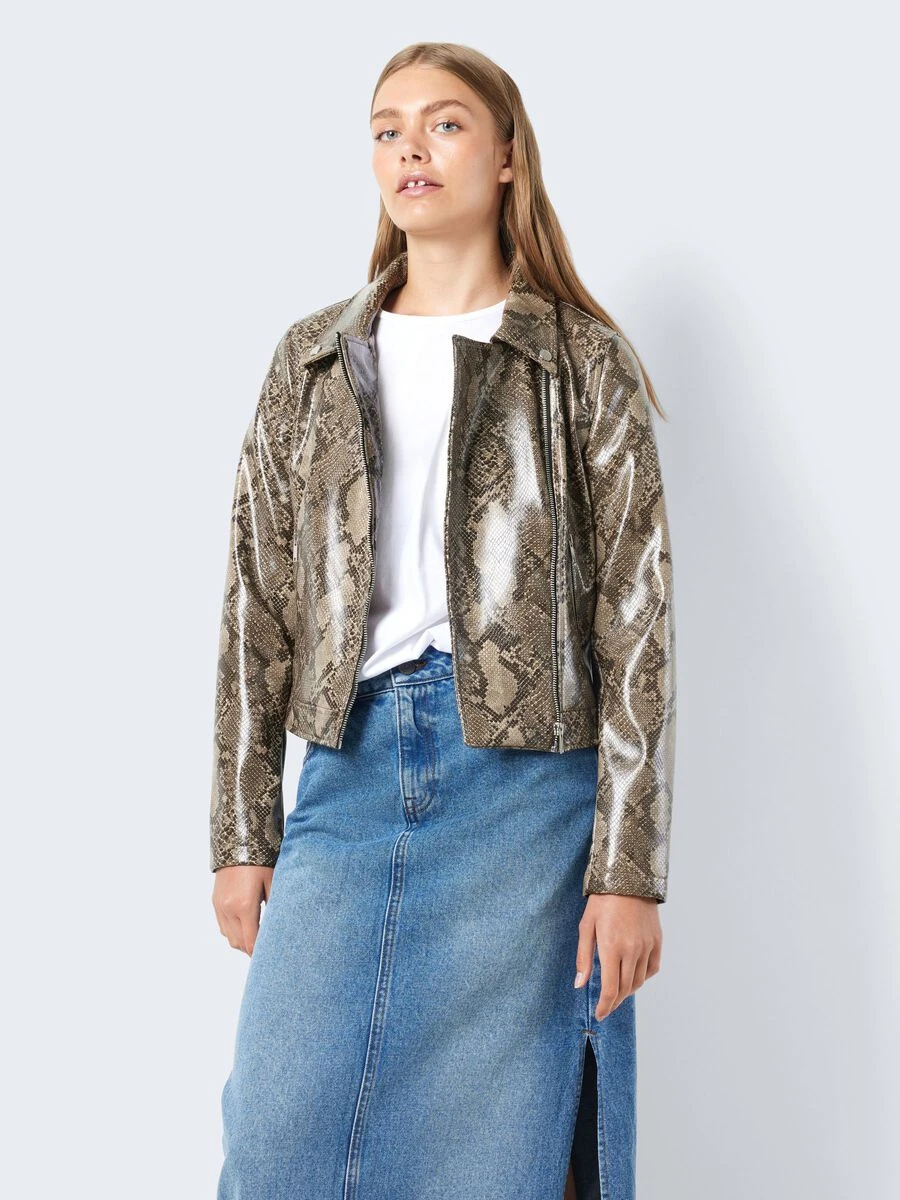 Noisy May SNAKE PRINTED FAUX LEATHER JACKET - Image 2