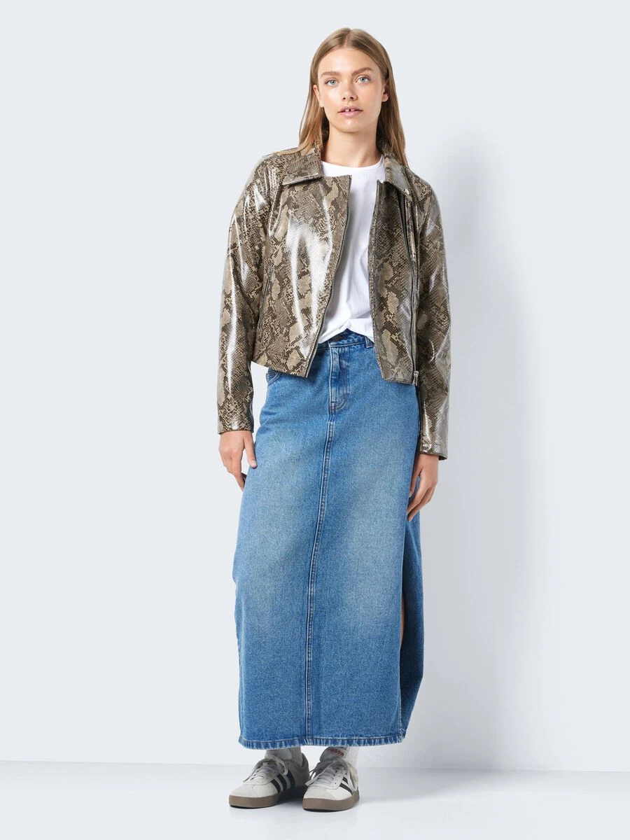 Noisy May SNAKE PRINTED FAUX LEATHER JACKET - Image 3