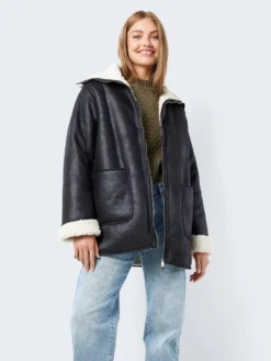 Noisy May LONG FAUX LEATHER JACKET