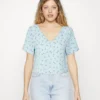 Noisy May Nmclara V Neck- Blouse - Cerulean