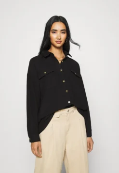 Noisy May Nmflanny Long Shacket - Button-Down Blouse - Black